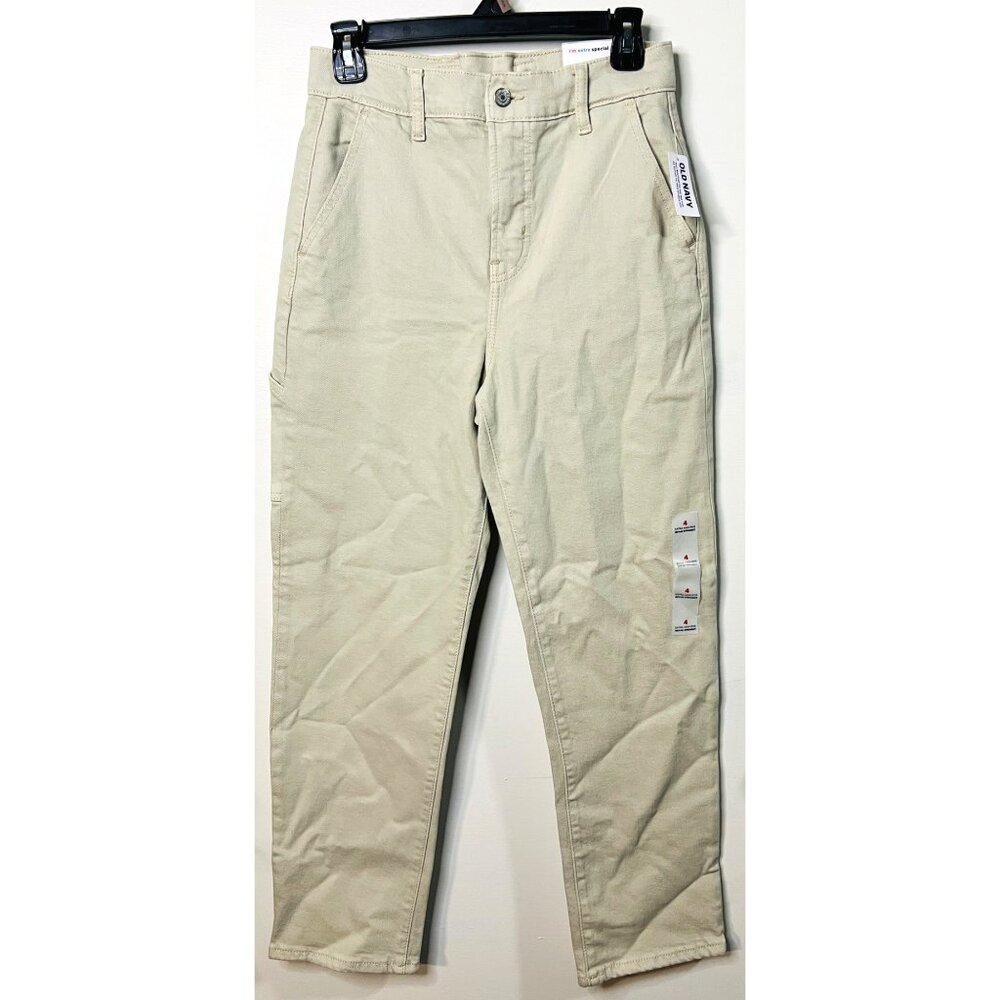 Old Navy Womens High-Waisted Utility Pants Beige Size 4 Cotton & Spandex Blend